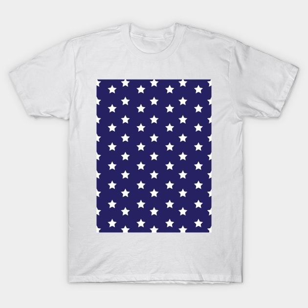 Stars Pattern - White and Blue T-Shirt by GDCdesigns